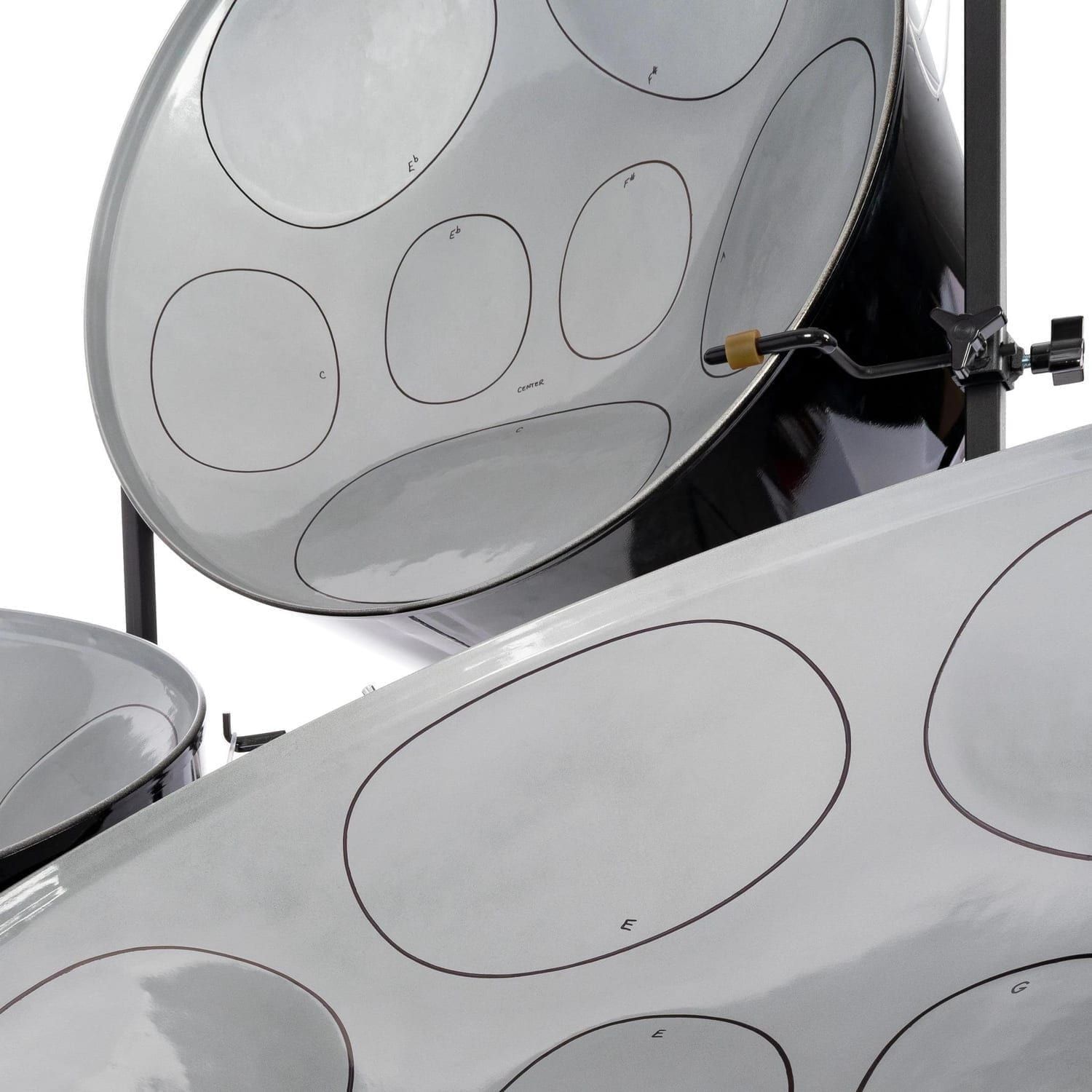SP-trcestpa - Triple Cello Steel Pans Panyard, painted, stands included - W1065-close-up