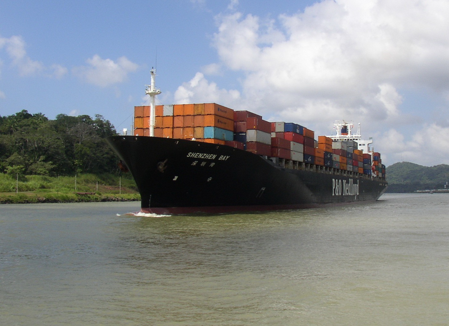 Container ship at sea